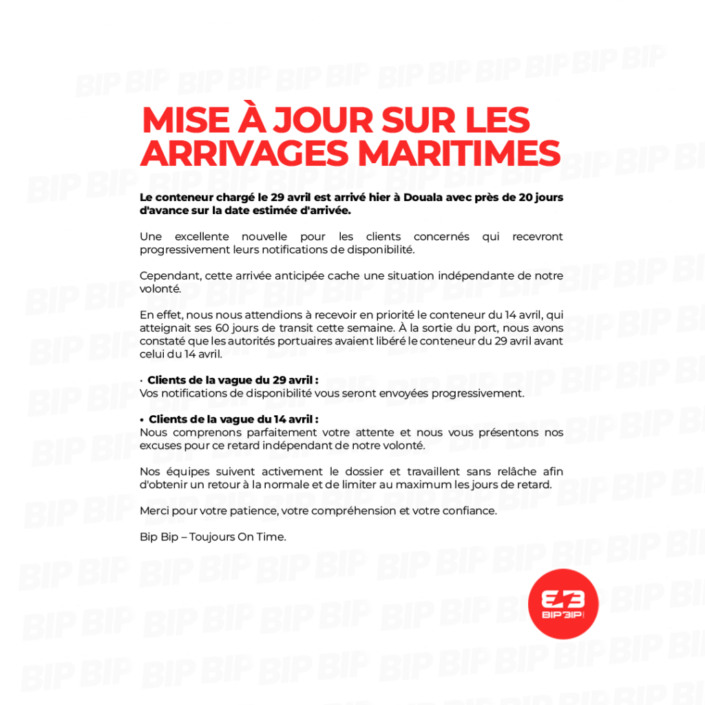 COMMUNIQUE MARITIME !